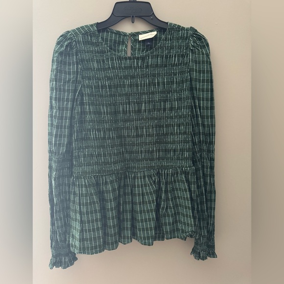 Universal Thread Dark Green Plaid Blouse, L - Picture 1 of 3